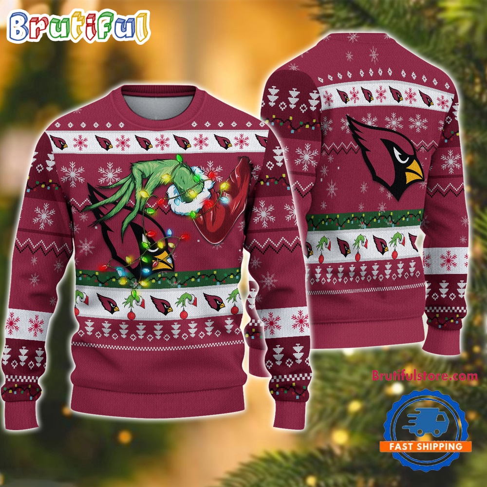 Sportswearmerch Arizona Cardinals NFL Special Grinch's Hand Football Christmas Sweater For Fan