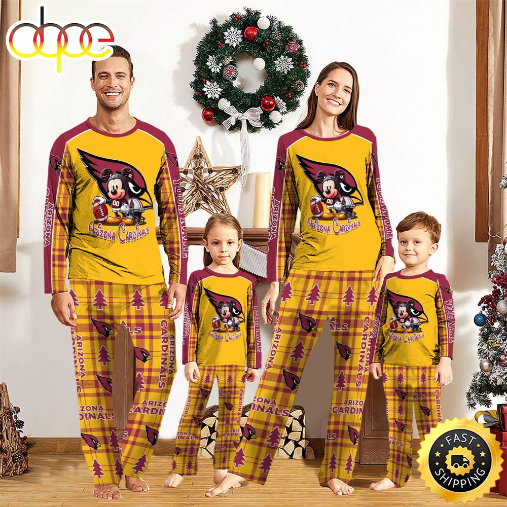 Sportswearmerch Arizona Cardinals NFL x Mickey Mouse Personalized Pajamas Family For Fan