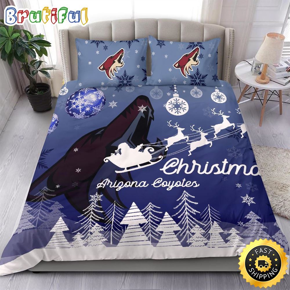 Sportswearmerch Arizona Coyotes NHL Christmas Bedding Sets For Fan