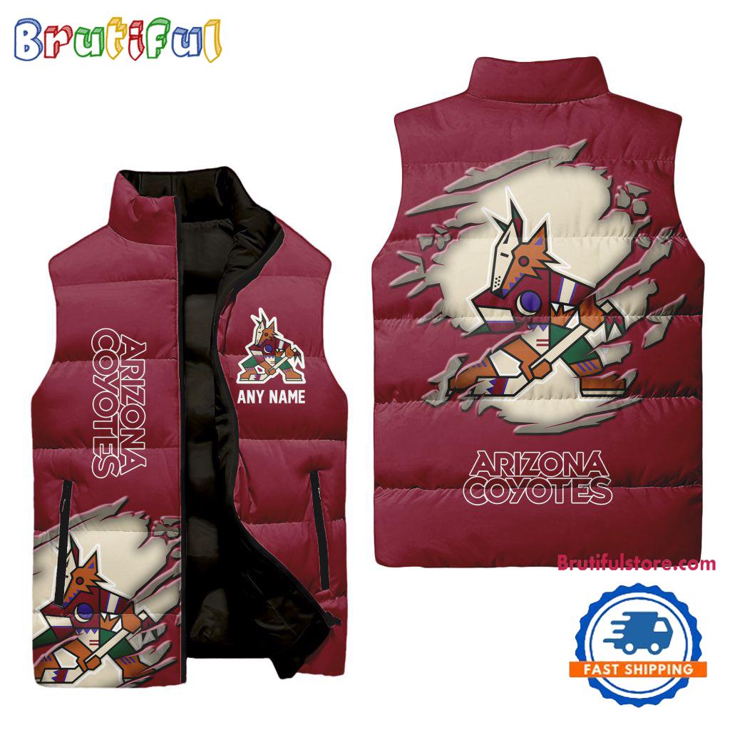 Sportswearmerch Arizona Coyotes NHL Personalized Sleeveless Puffer Jacket For Fan