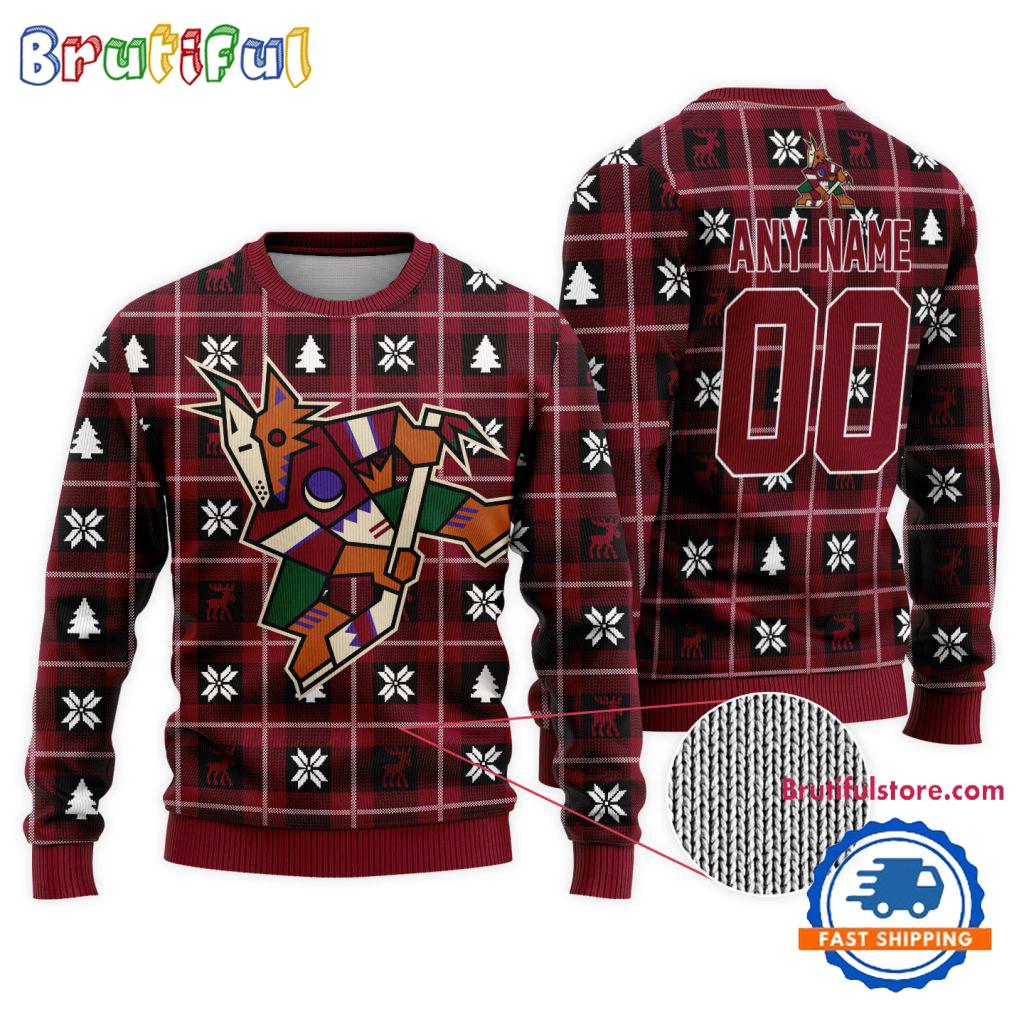 Sportswearmerch Arizona Coyotes NHL Personalized Snow Tree Ugly Christmas Sweater For Fan