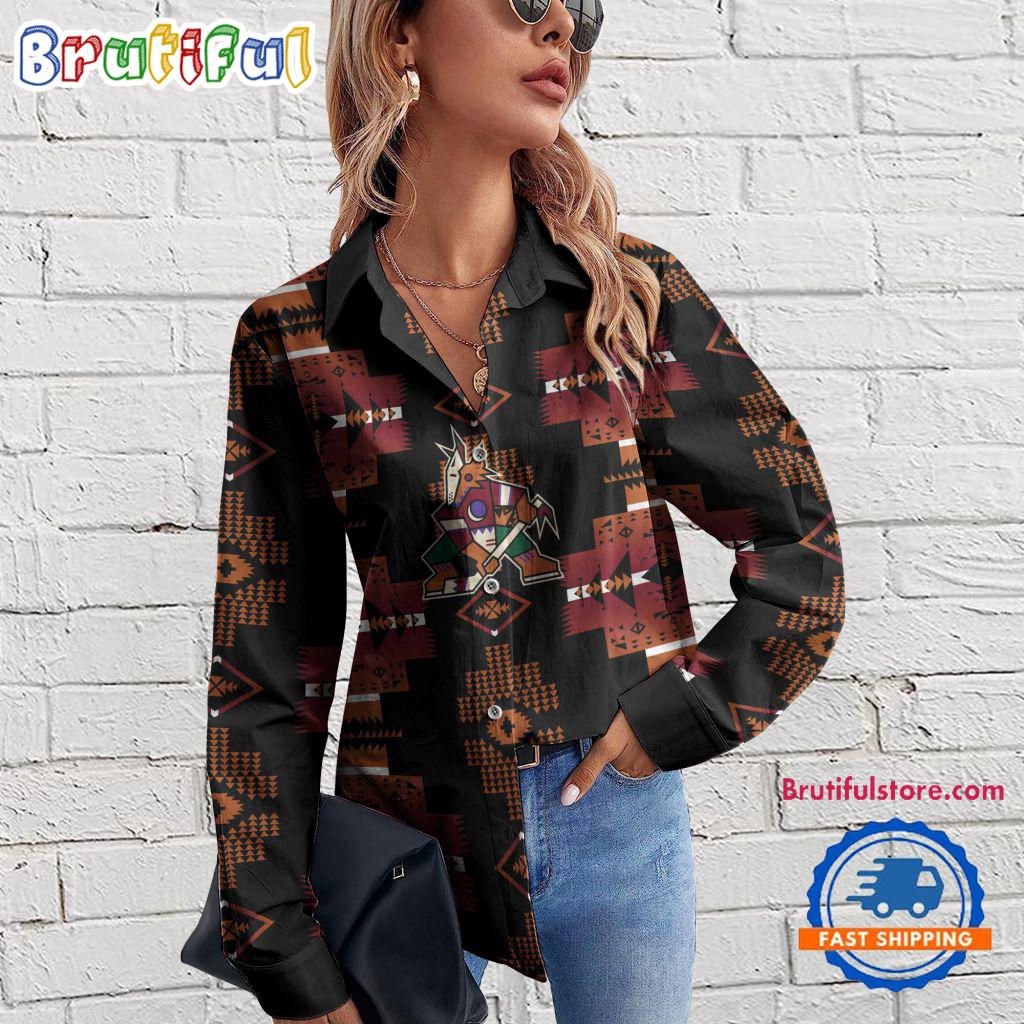 Sportswearmerch Arizona Coyotes NHL Special Native American Women's Casual Shirt For Fan