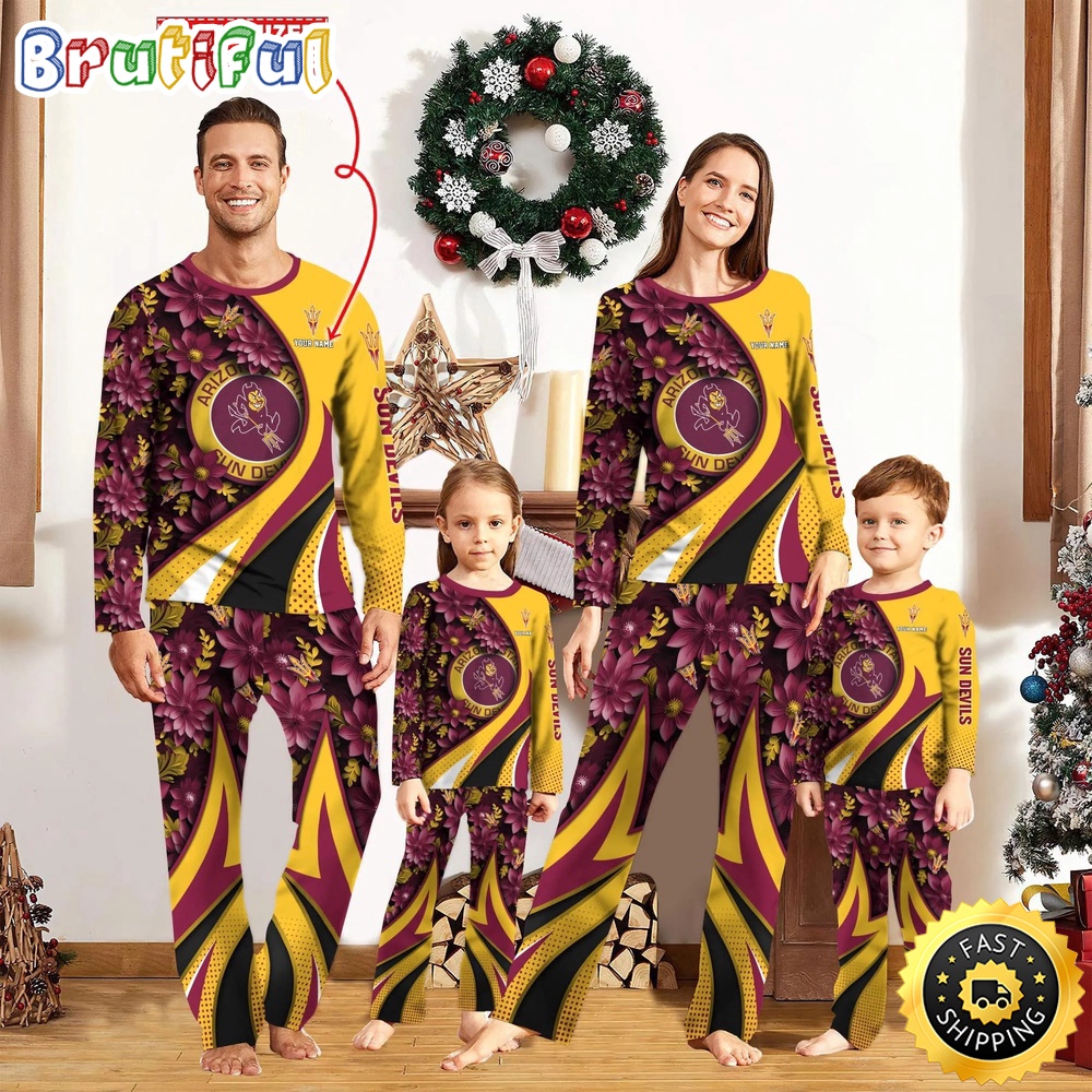 Sportswearmerch Arizona State Sun Devils NCAA Flower Personalized Pajamas Family For Fan