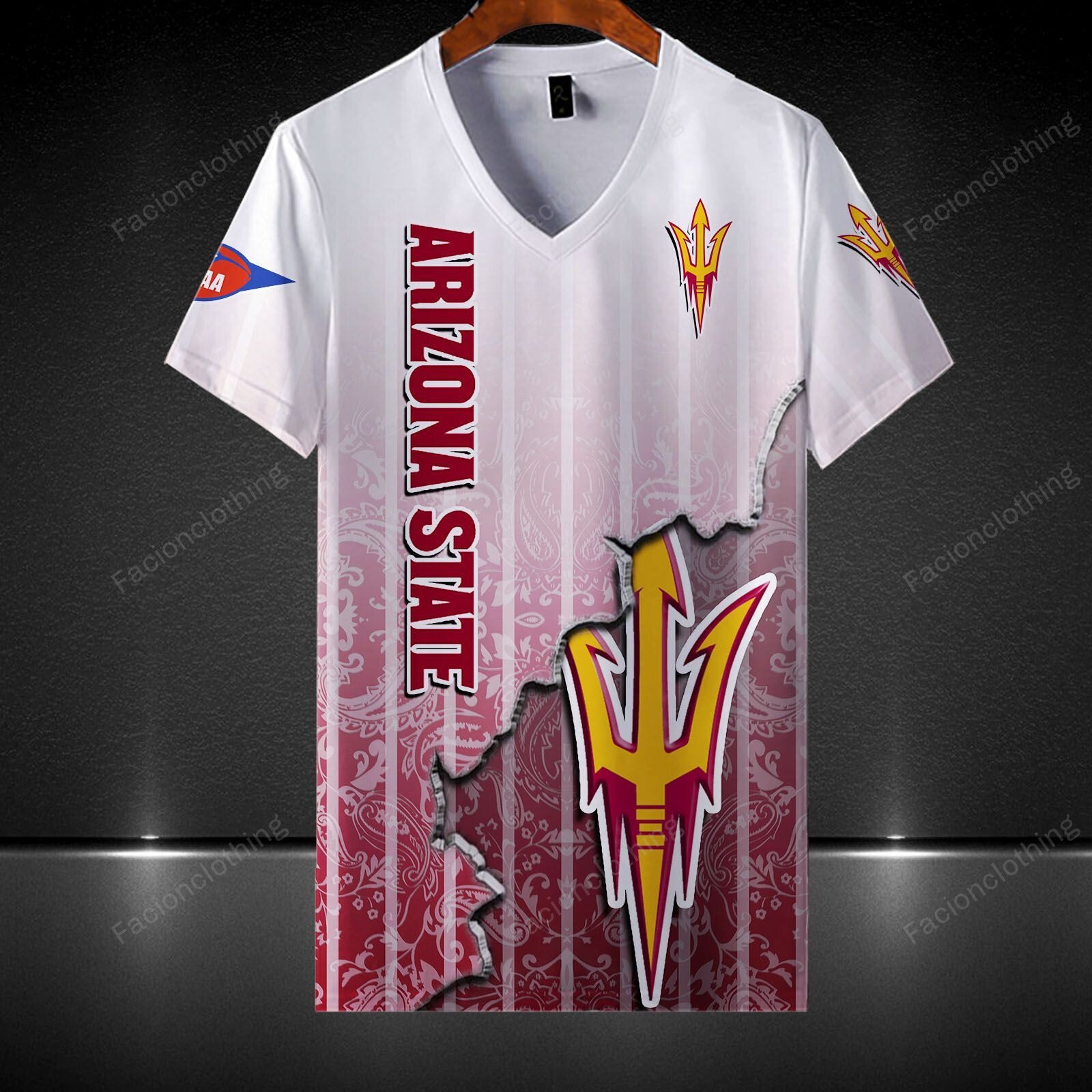 Sportswearmerch Arizona State Sun Devils NCAA Football Personalized V-neck Women T-shirt For Fan