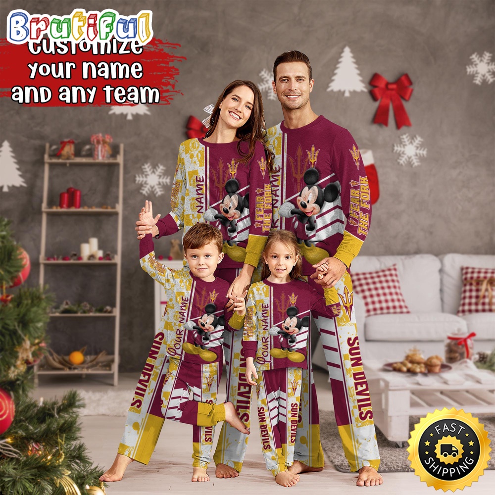 Sportswearmerch Arizona State Sun Devils NCAA Mickey Mouse Personalized Pajamas Family For Fan