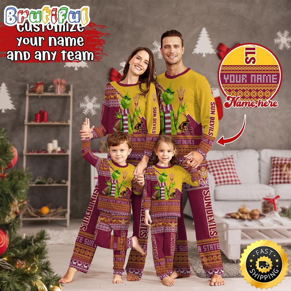 Sportswearmerch Arizona State Sun Devils NCAA Personalized Pajamas Family For Fan