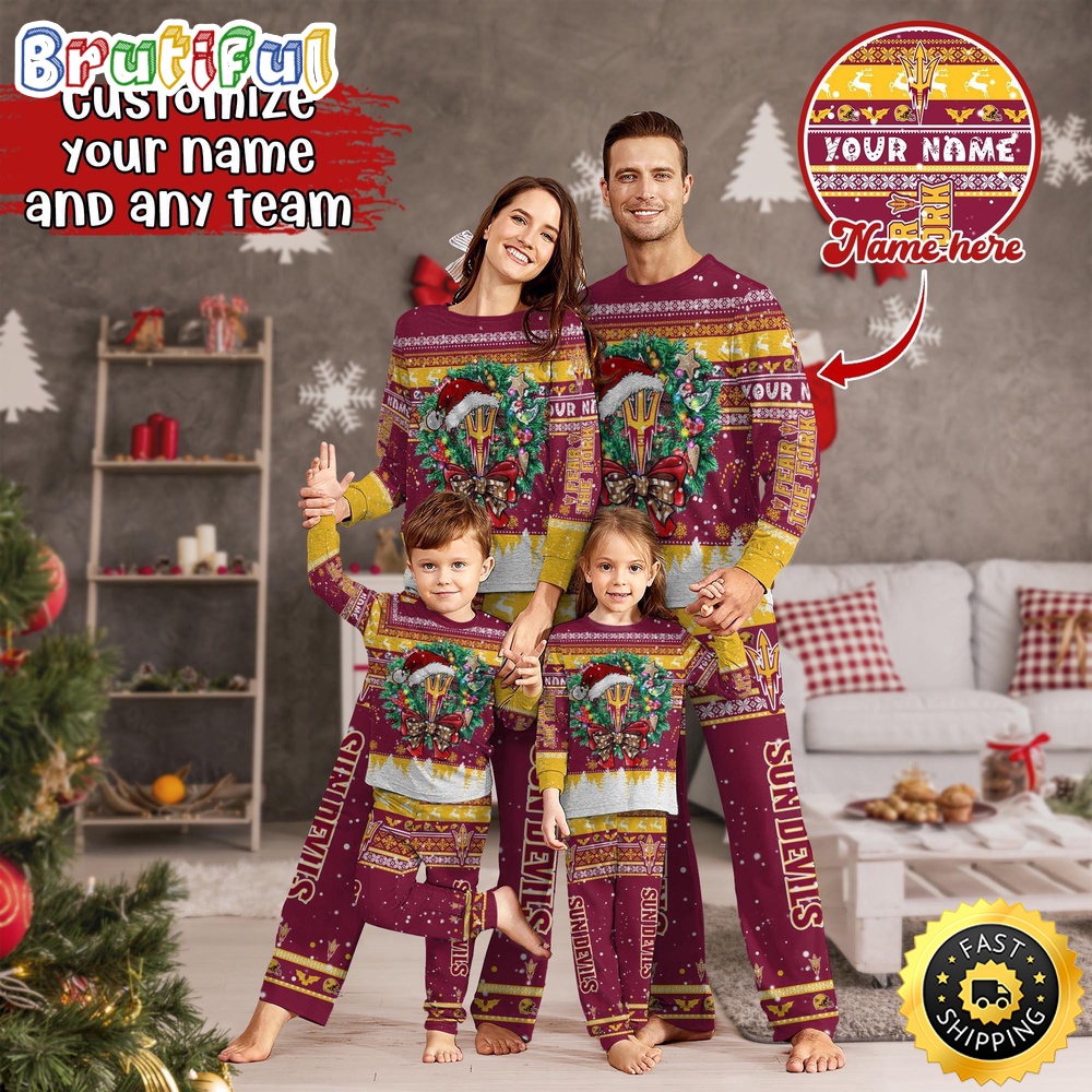 Sportswearmerch Arizona State Sun Devils NCAA Personalized Pajamas Family For Fan