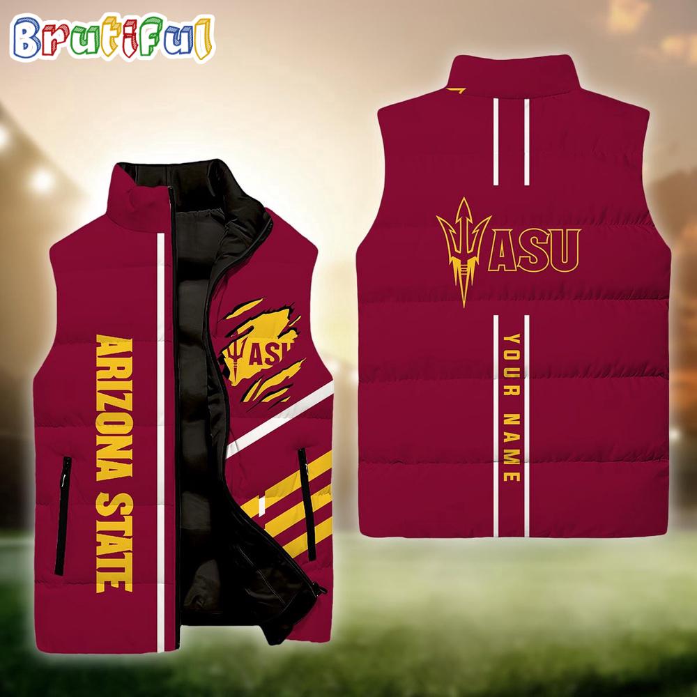 Sportswearmerch Arizona State Sun Devils NCAA Personalized Sleeveless Down Puffer Jacket For Fan