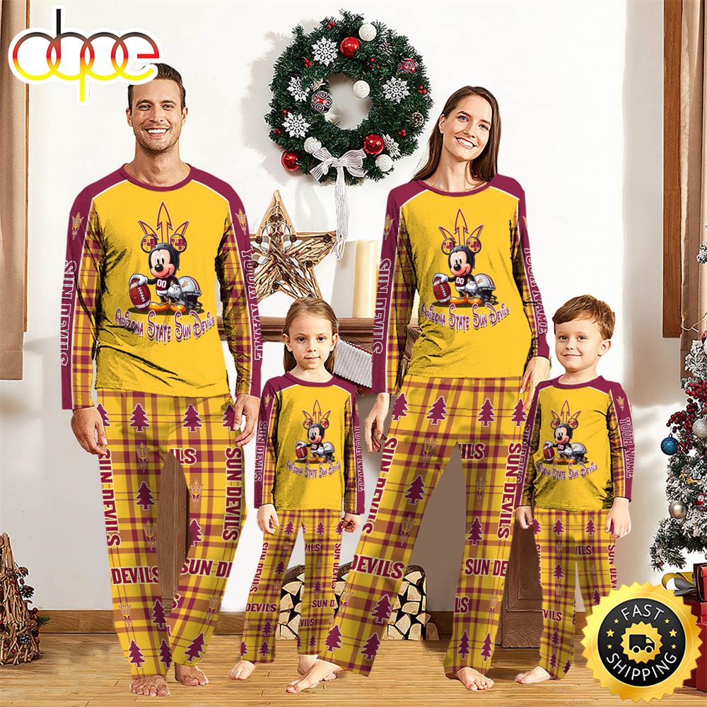 Sportswearmerch Arizona State Sun Devils NCAA x Mickey Mouse Personalized Pajamas Family For Fan