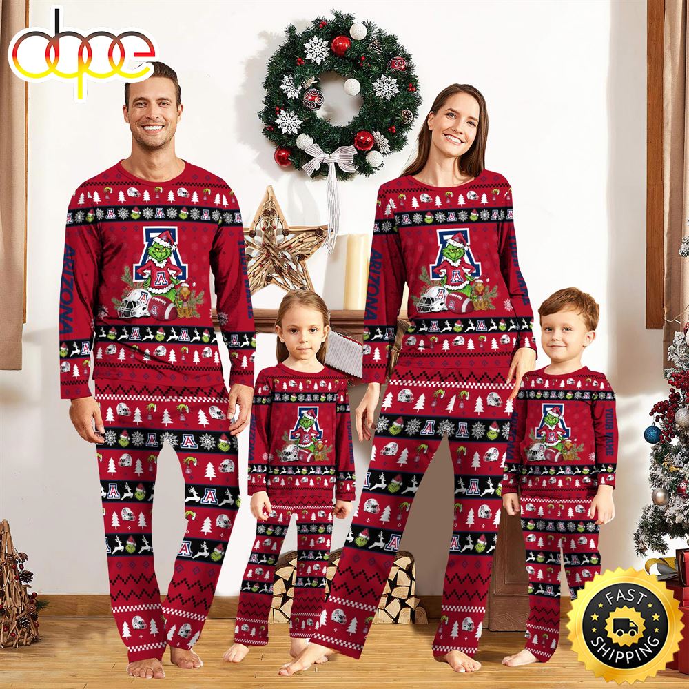 Sportswearmerch Arizona Wildcats NCAA Grinch Christmas Personalized Pajamas For Fan