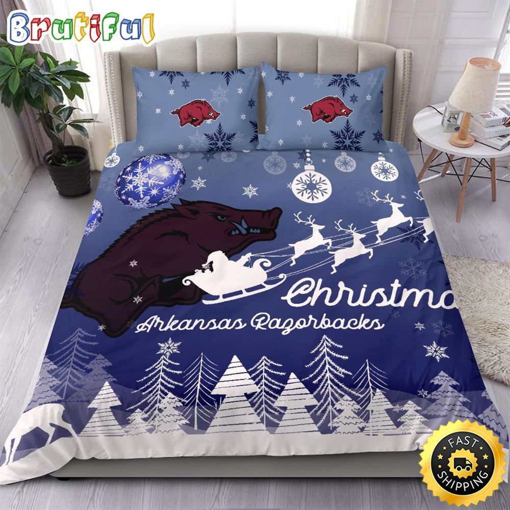 Sportswearmerch Arkansas Razorbacks NCAA Christmas Bedding Sets For Fan