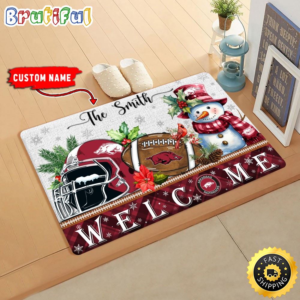 Sportswearmerch Arkansas Razorbacks NCAA Christmas Doormat For Fan