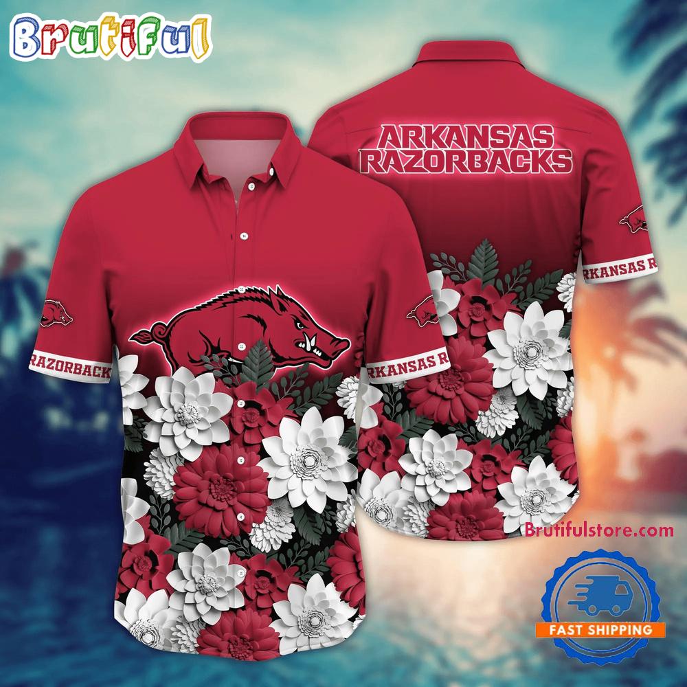 Sportswearmerch Arkansas Razorbacks NCAA Flower Tropical Summer Beach Hawaiian Shirt For Fan