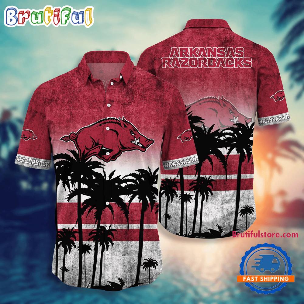 Sportswearmerch Arkansas Razorbacks NCAA Palm Tree Summer Beach Personalized Hawaiian Shirt For Fan
