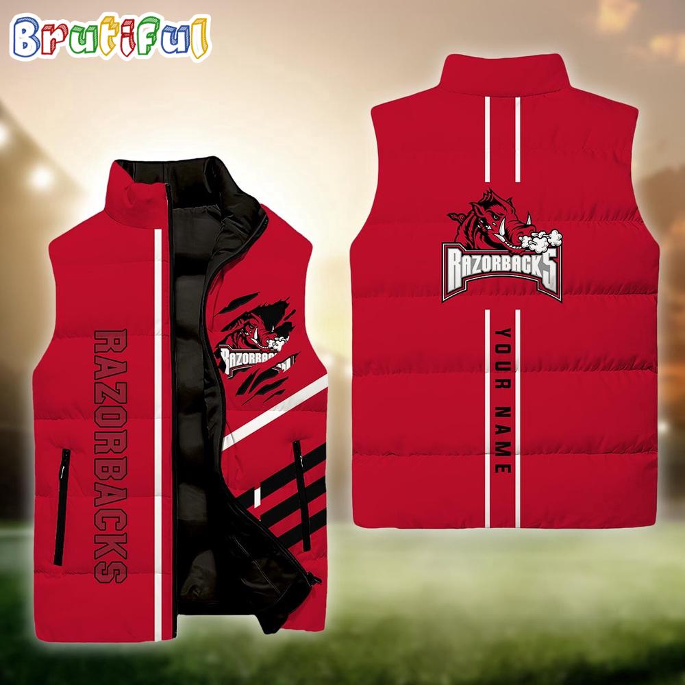 Sportswearmerch Arkansas Razorbacks NCAA Personalized Sleeveless Down Puffer Jacket For Fan