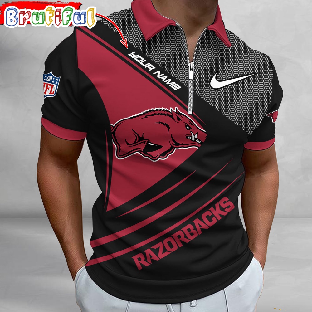 Sportswearmerch Arkansas Razorbacks NCAA Personalized Zip Polo Shirt For Fan