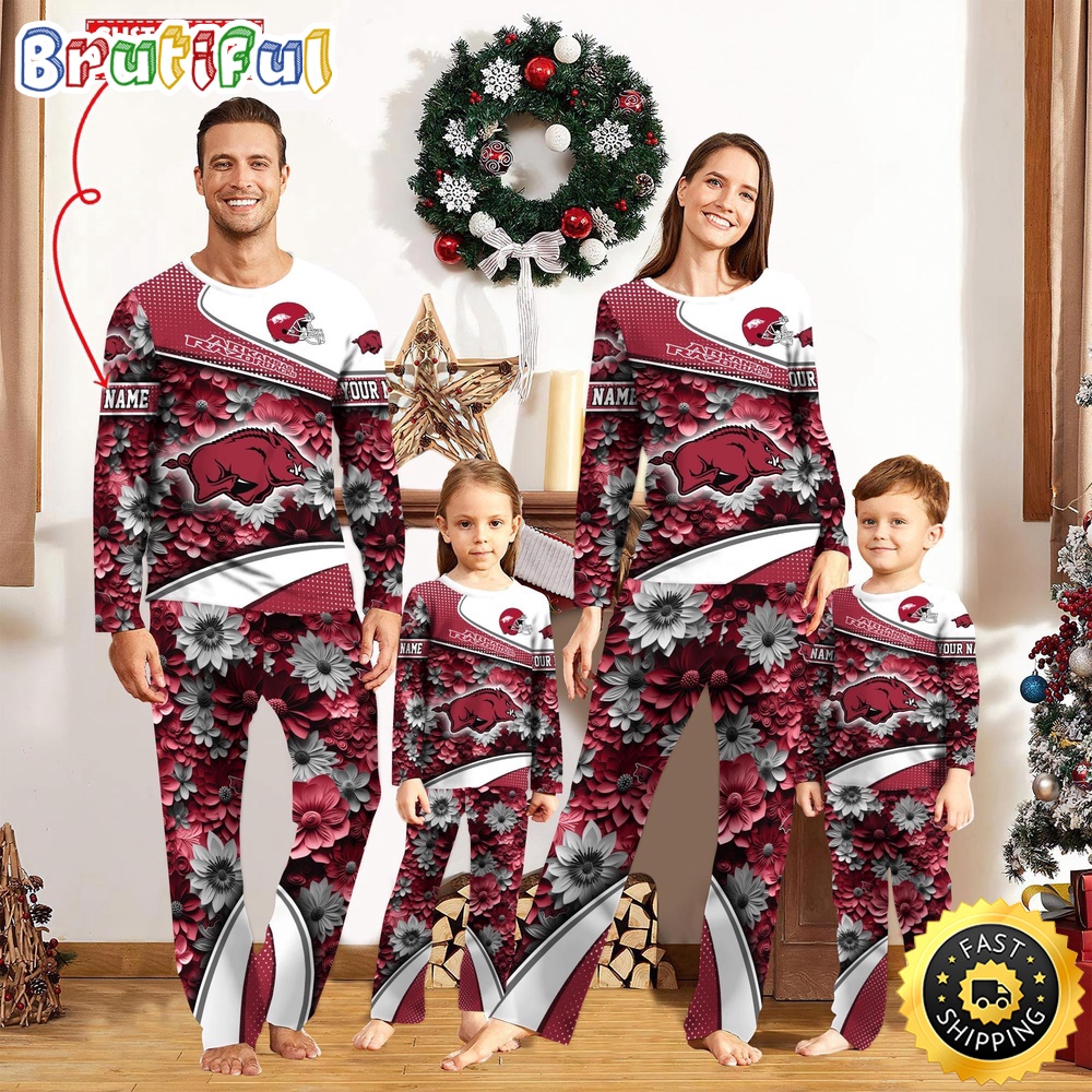 Sportswearmerch Arkansas Razorbacks NCAA Sport Fans Personalized Pajamas Family For Fan