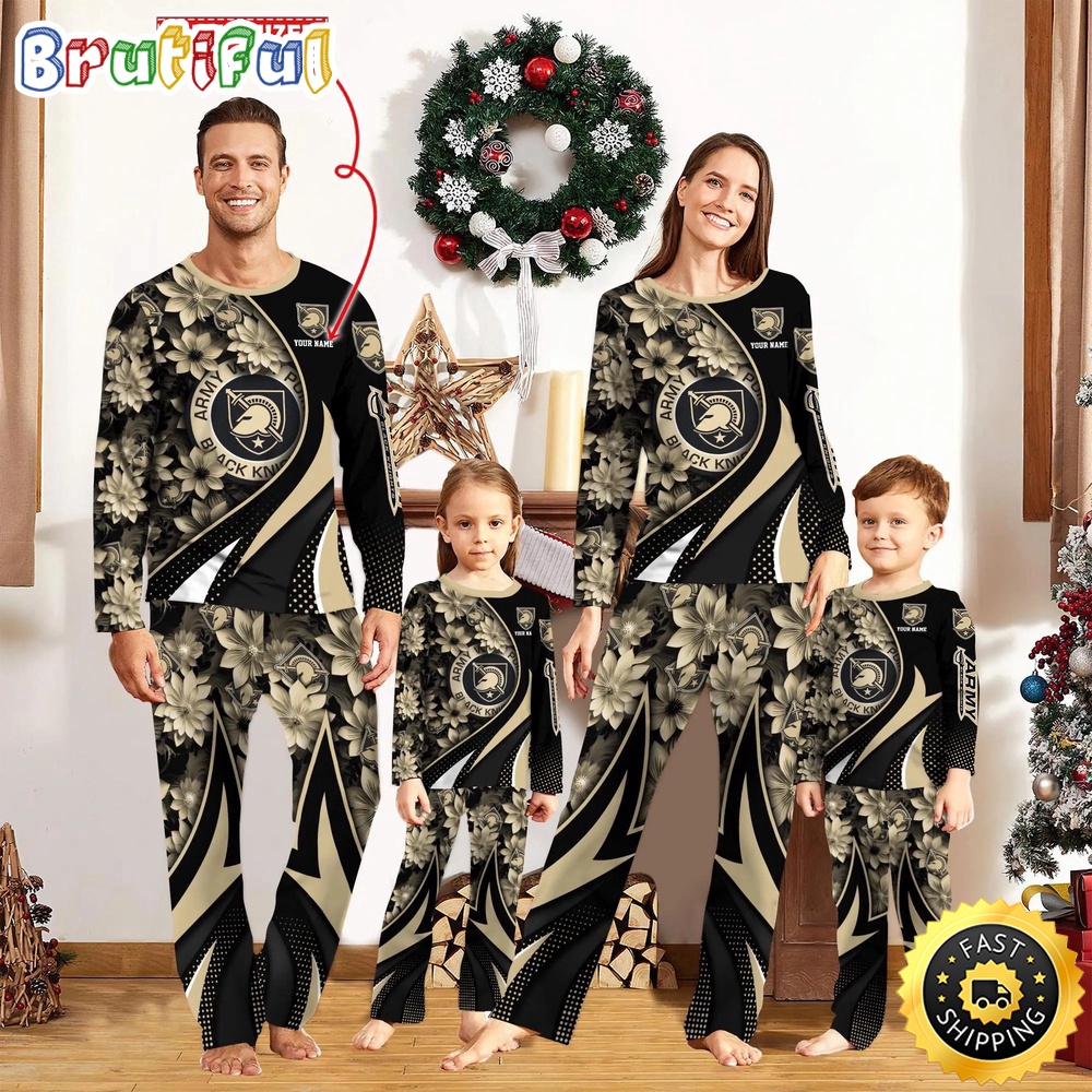 Sportswearmerch Army Black Knights NCAA Flower Personalized Pajamas Family For Fan