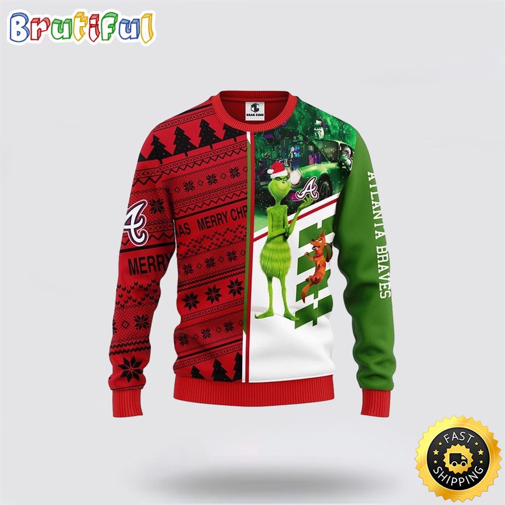 Sportswearmerch Atlanta Braves MLB And Grinch And Scooby-Doo Christmas Sweater For Fan