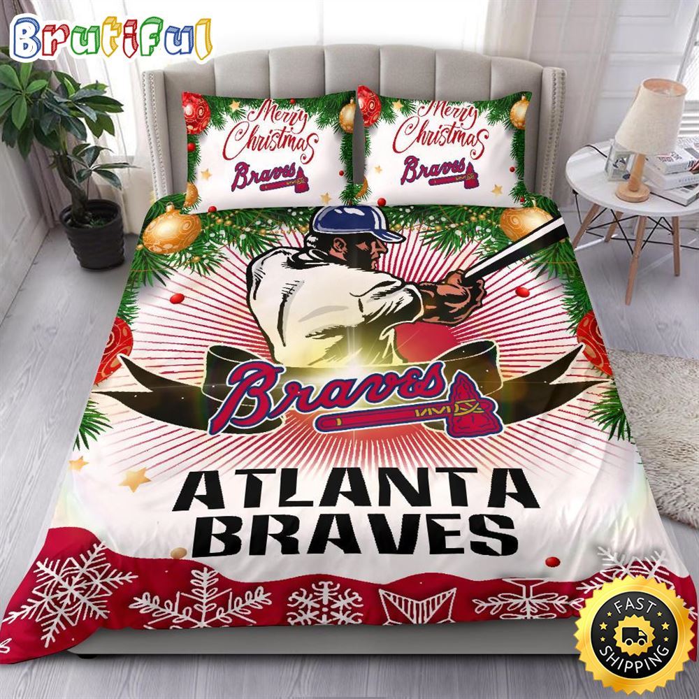 Sportswearmerch Atlanta Braves MLB Christmas Bedding Sets Merry For Fan
