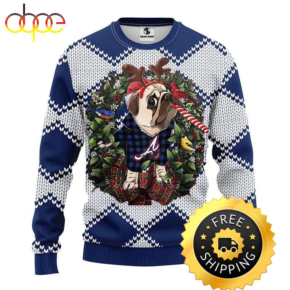 Sportswearmerch Atlanta Braves MLB Pub Dog Ugly Christmas Sweater For Fan