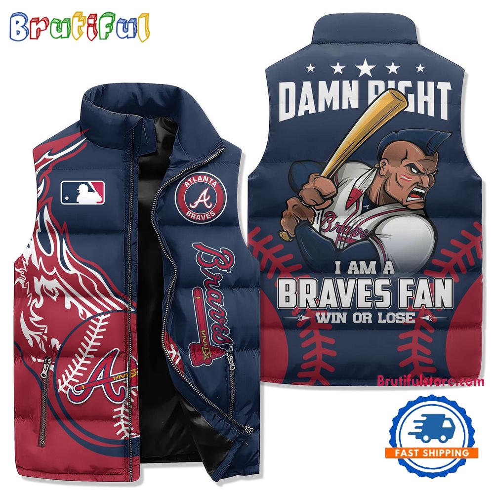 Sportswearmerch Atlanta Braves MLB Sleeveless Puffer Jacket For Fan