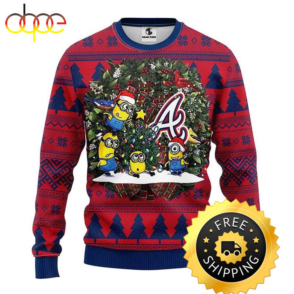 Sportswearmerch Atlanta Braves MLB x Minion Ugly Christmas Sweater For Fan