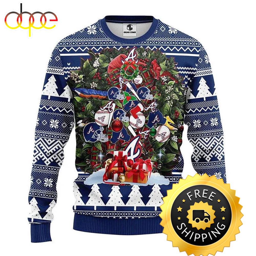 Sportswearmerch Atlanta Braves MLB x Tree Christmas Ugly Christmas Sweater For Fan