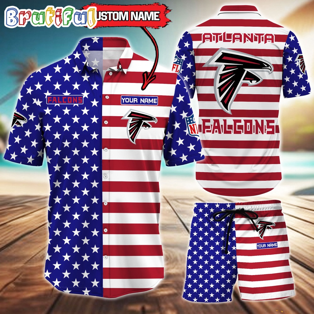 Sportswearmerch Atlanta Falcons NFL American Flag Personalized Set Short Set For Fan