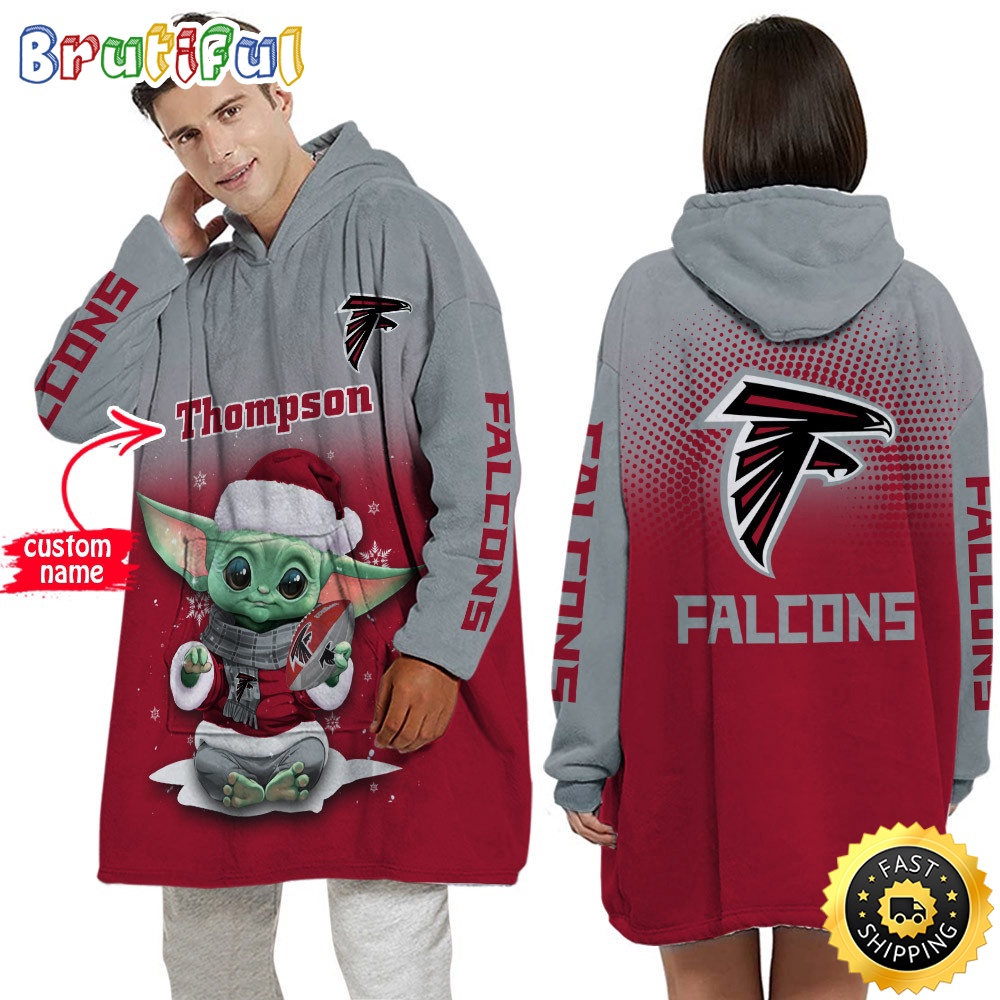Sportswearmerch Atlanta Falcons NFL Baby Yoda Lover Personalized Blaket Hoodie For Fan