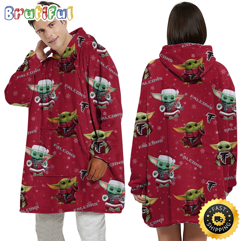 Sportswearmerch Atlanta Falcons NFL Baby Yoda Personalized Blaket Hoodie For Fan