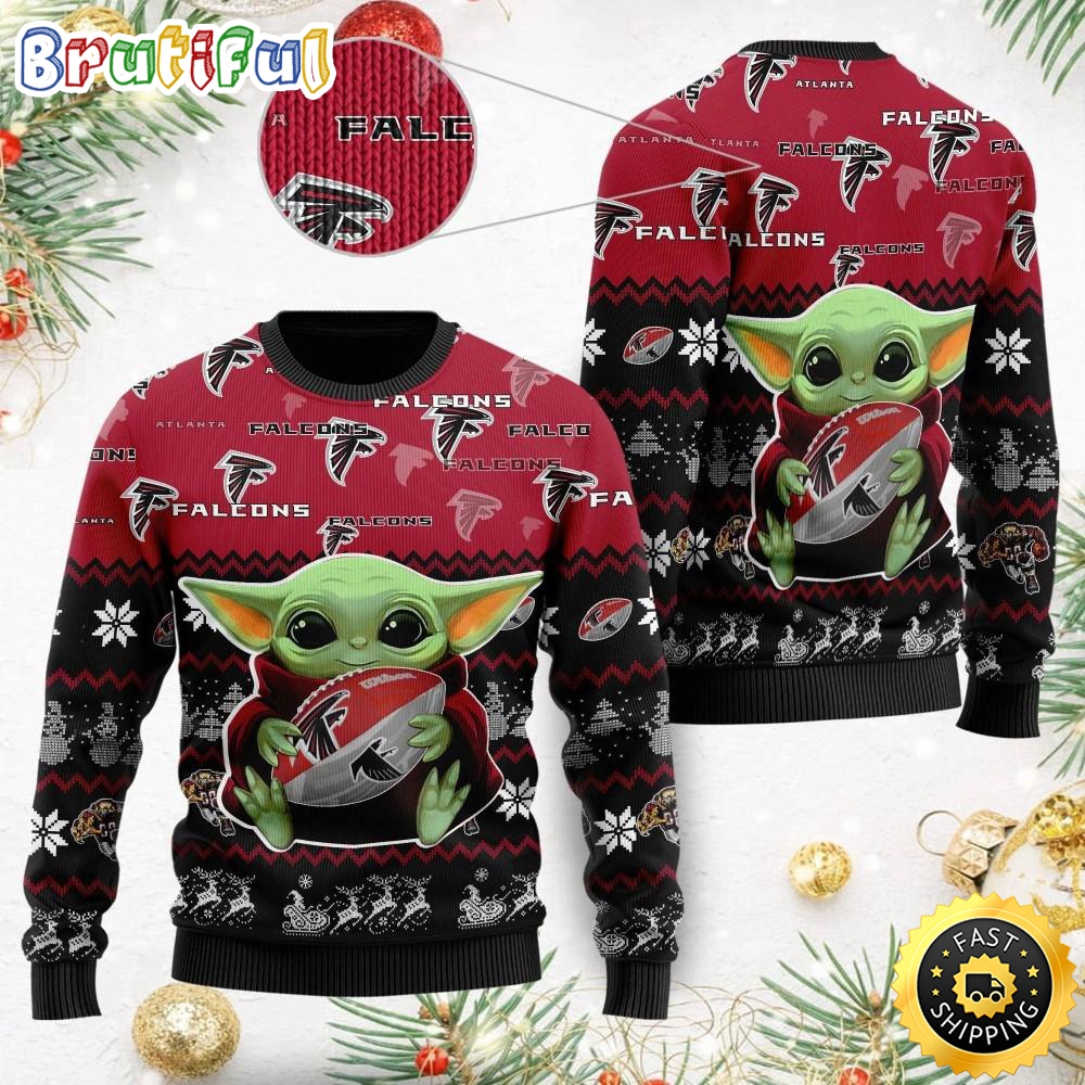 Sportswearmerch Atlanta Falcons NFL Baby Yoda Personalized Christmas Sweater For Fan