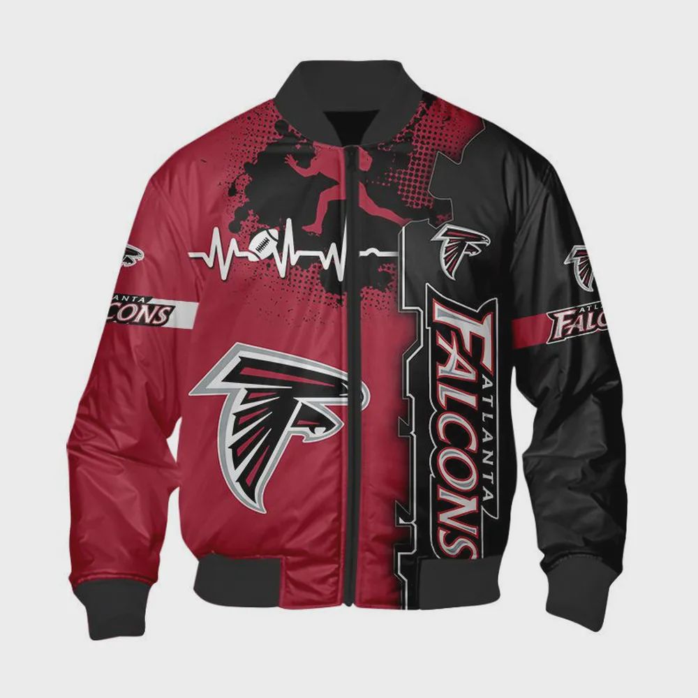Sportswearmerch Atlanta Falcons NFL Bomber Jacket Graphic Heart Bomber Jacket For Fan