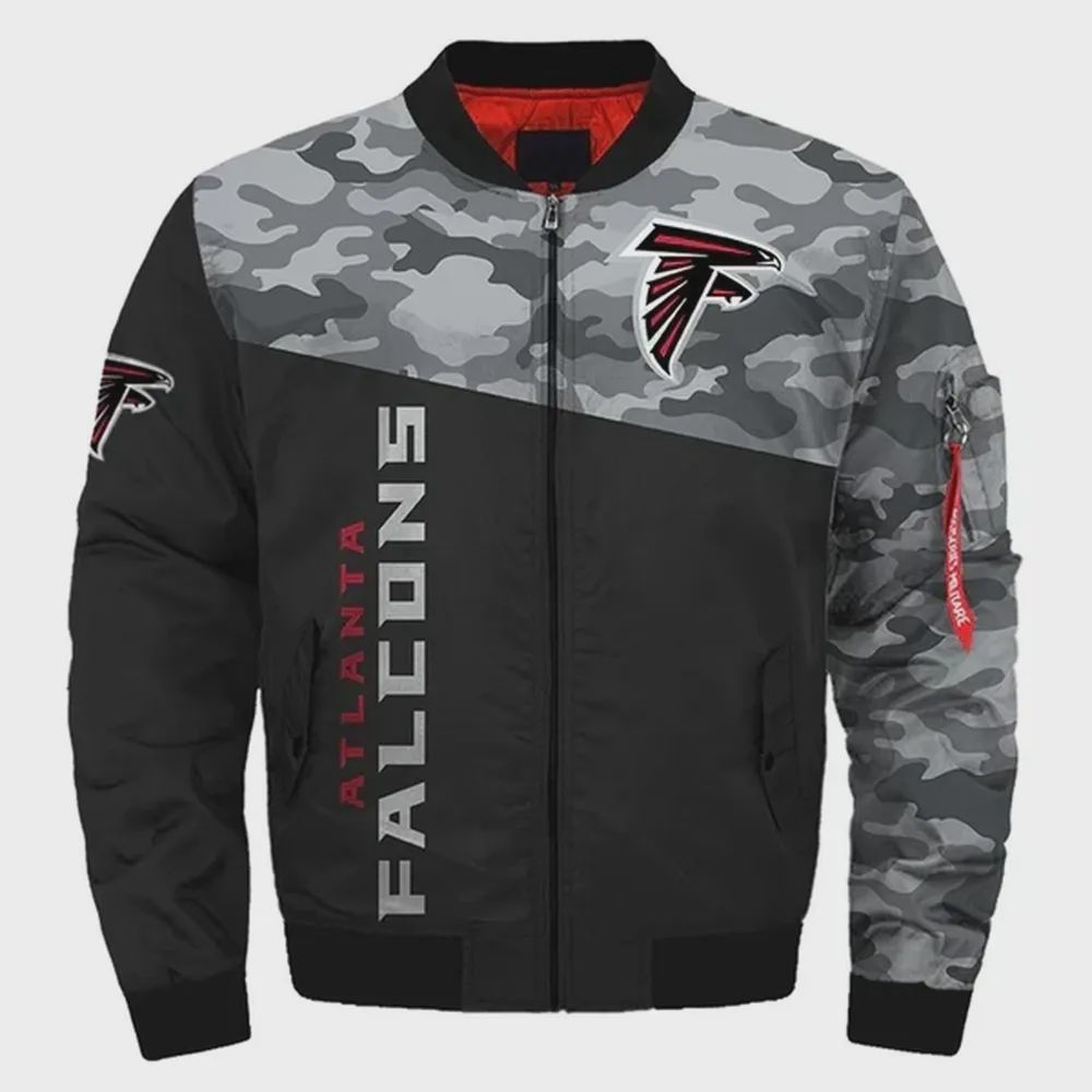 Sportswearmerch Atlanta Falcons NFL Camo Pattern Bomber Jacket For Fan