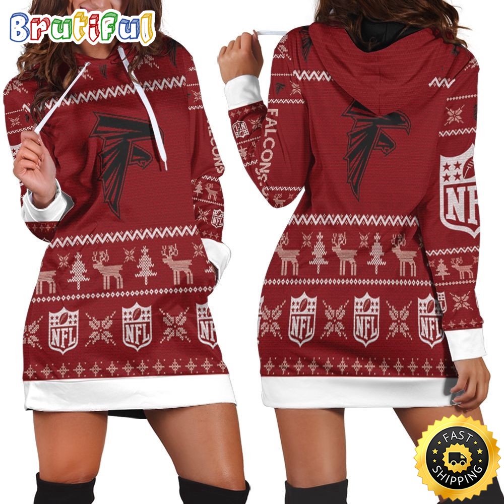 Sportswearmerch Atlanta Falcons NFL Christmas Hoodie Dress For Fan