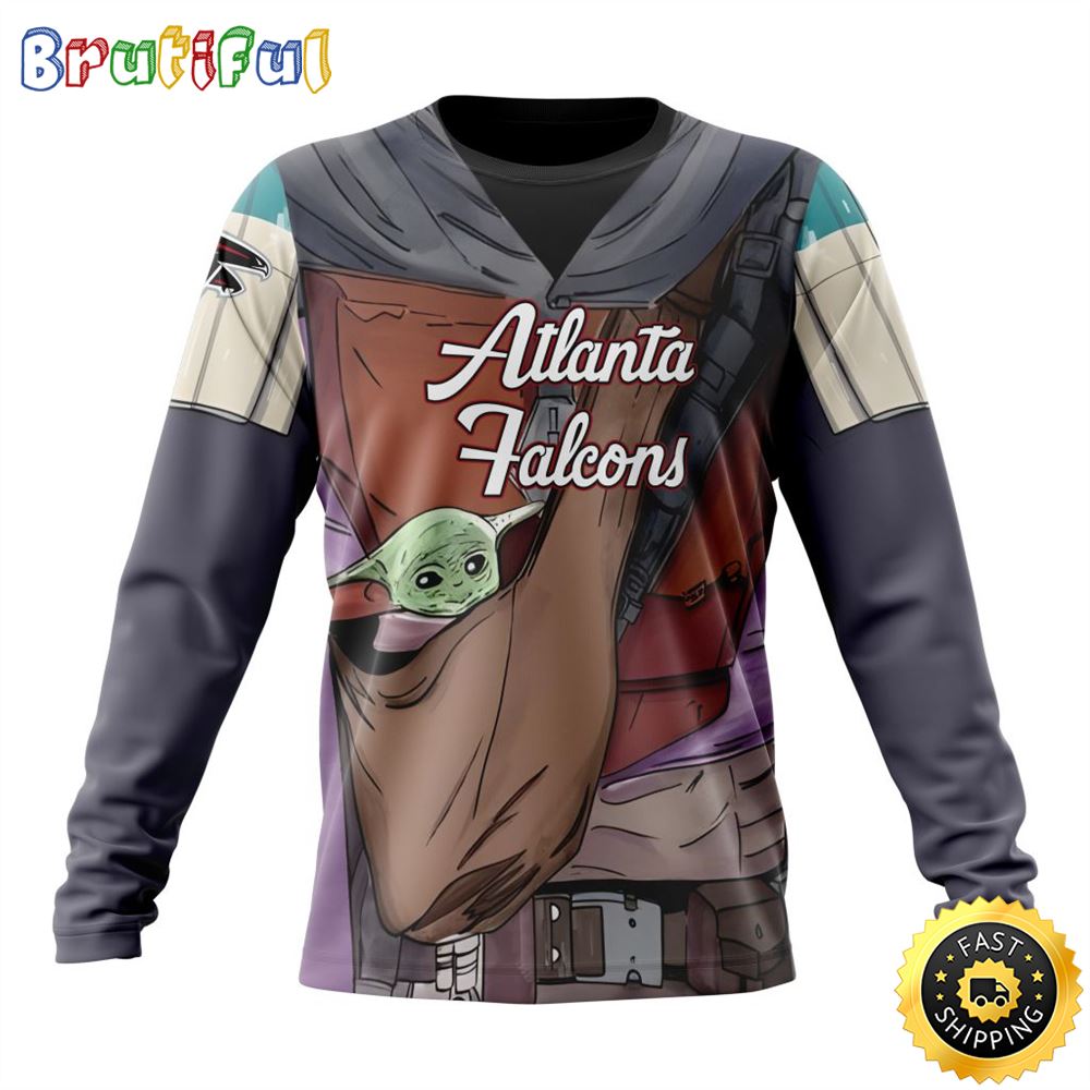 Sportswearmerch Atlanta Falcons NFL Crewneck Mandalorian And Baby Yoda Personalized Sweater For Fan