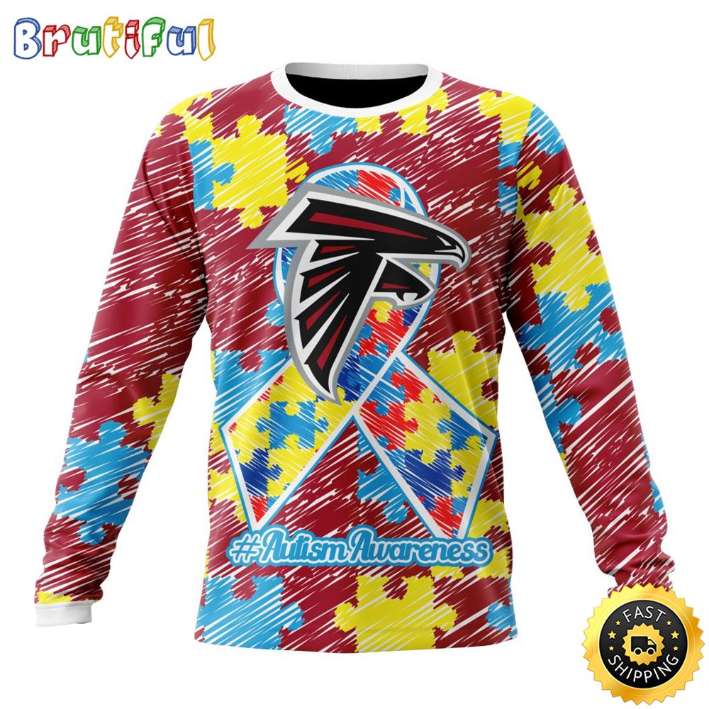 Sportswearmerch Atlanta Falcons NFL Crewneck Puzzle Autism Awareness Personalized Sweater For Fan