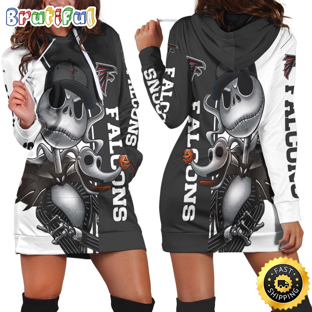Sportswearmerch Atlanta Falcons NFL Jack Skellington And Zero Hoodie Dress For Fan