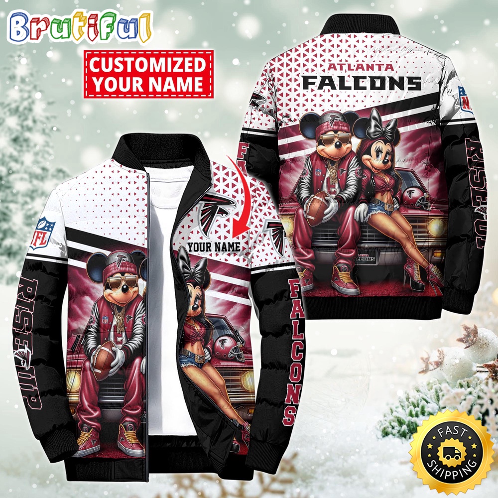 Sportswearmerch Atlanta Falcons NFL Mickey Minnie Puffer Jacket For Fan
