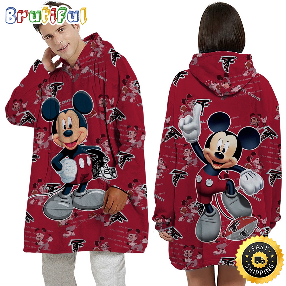 Sportswearmerch Atlanta Falcons NFL Mouse Lover Personalized Blaket Hoodie For Fan