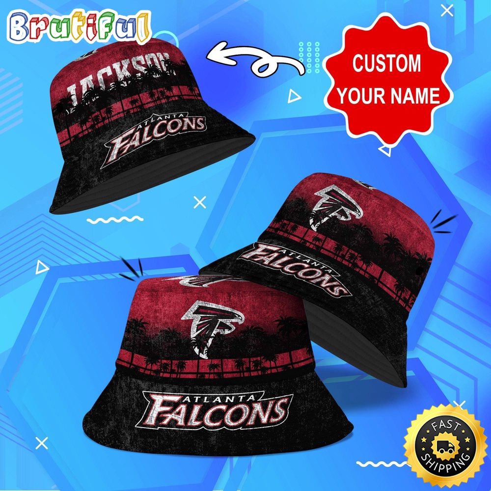 Sportswearmerch Atlanta Falcons NFL Palm Tree Personalized Bucket Hat For Fan