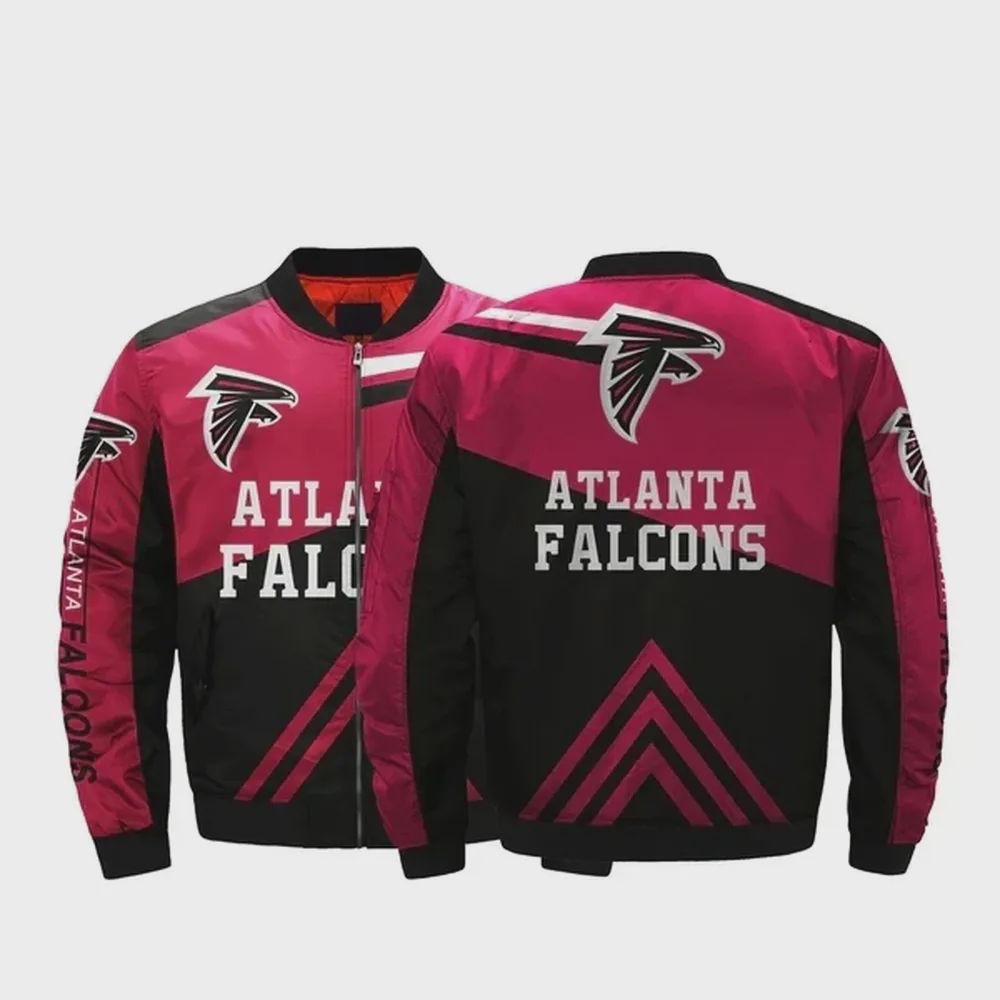 Sportswearmerch Atlanta Falcons NFL Pattern Bomber Jacket Pink For Fan