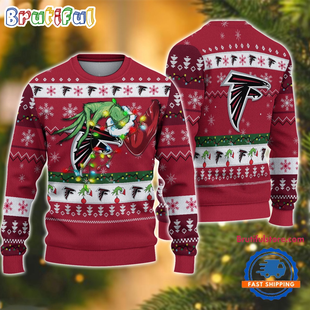 Sportswearmerch Atlanta Falcons NFL Special Grinch's Hand Football Christmas Sweater For Fan