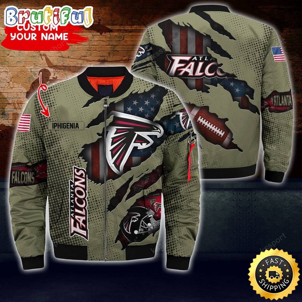 Sportswearmerch Atlanta Falcons NFL x Iconic Bomber Look Personalized Bomber Jacket For Fan