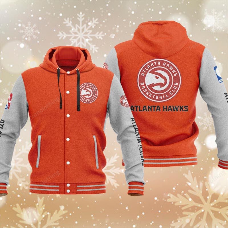 Sportswearmerch Atlanta Hawks NBA Personalized Hooded Baseball Jacket For Fan