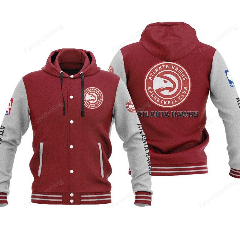 Sportswearmerch Atlanta Hawks NBA Personalized Hooded Baseball Jacket For Fan