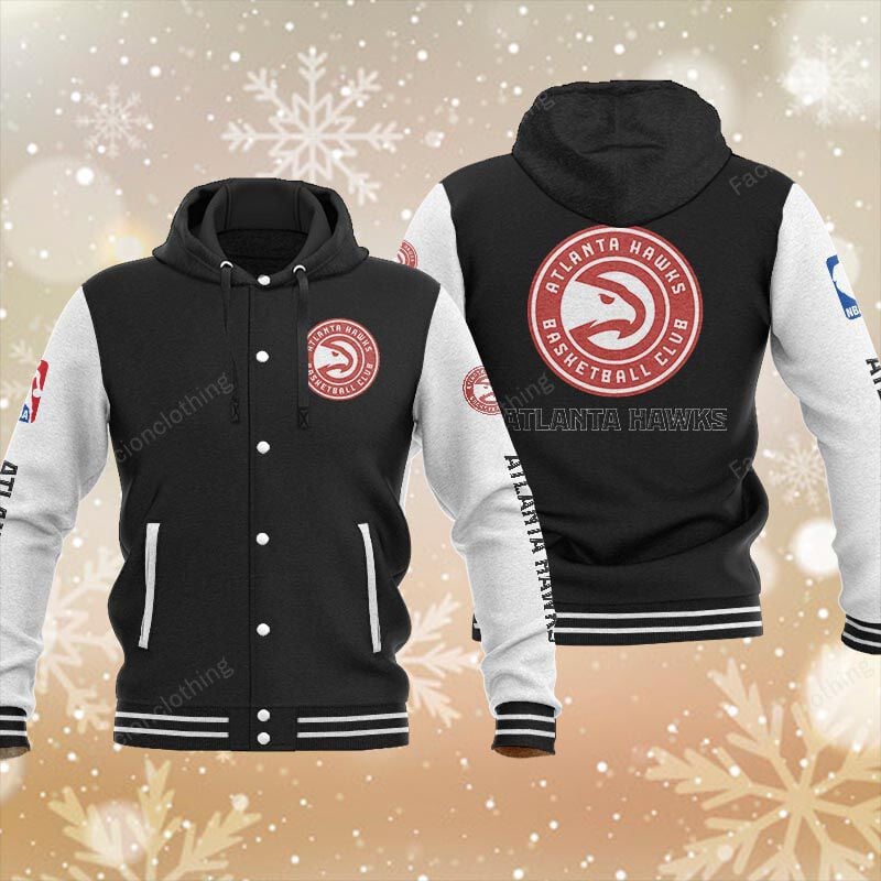 Sportswearmerch Atlanta Hawks NBA Personalized Hooded Baseball Jacket For Fan