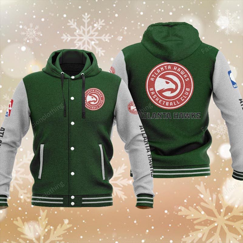 Sportswearmerch Atlanta Hawks NBA Personalized Hooded Baseball Jacket For Fan