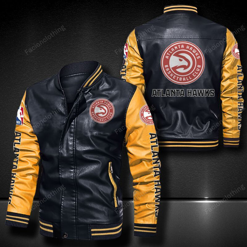 Sportswearmerch Atlanta Hawks NBA Personalized Leather Bomber For Fan