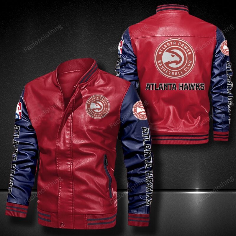 Sportswearmerch Atlanta Hawks NBA Personalized Leather Bomber For Fan